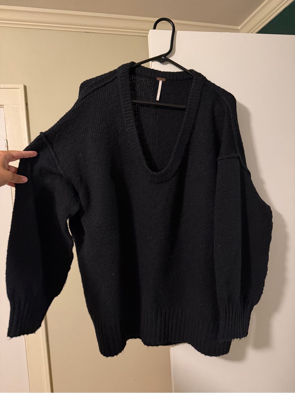 Free People Black Oversized Chunky Knit Sweater